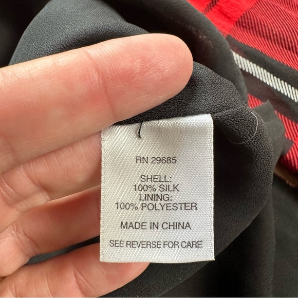 Pendleton Long Sleeve 100% Silk Blouse Button Ruffle Tartan Red Plaid Size 4 NEW - Picture 15 of 16